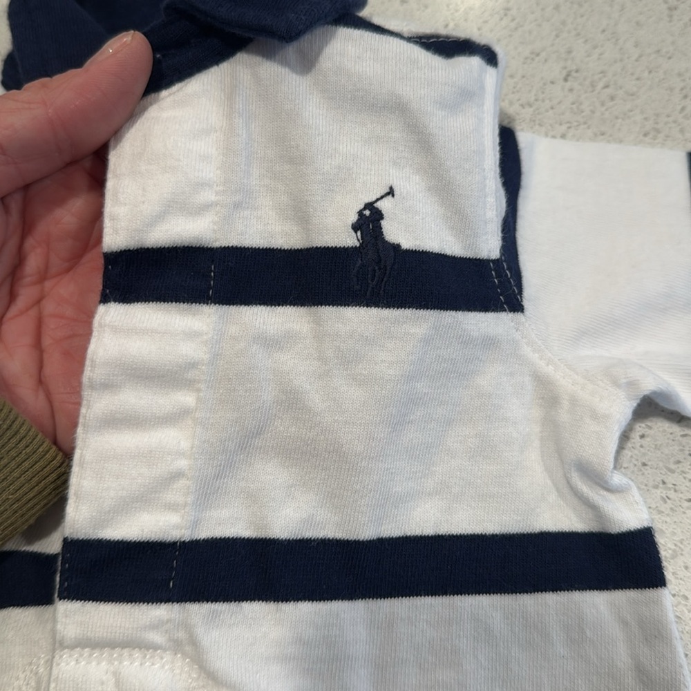 Baby Boys Striped Cotton Jersey Rugby Coveralls 3M - Picture 5 of 8